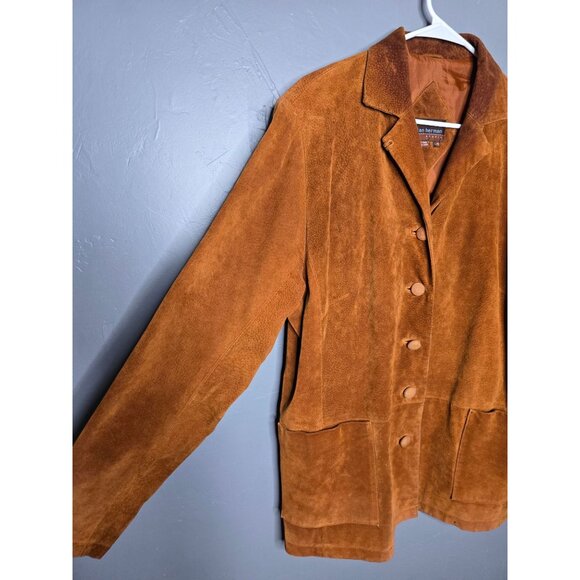 Y2K Suede Cognac Jacket Large Western Boho Cowgirl - Picture 3 of 11